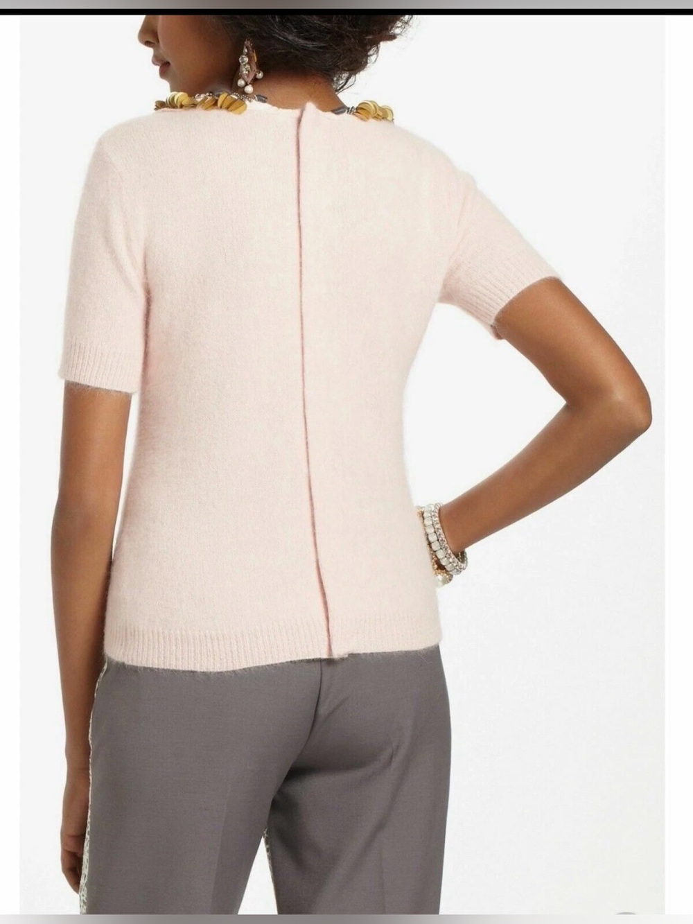 Anthropologie Corey Lynn Calter Angora Peter Pan Paillettes Collar Sweater , S - Picture 3 of 9